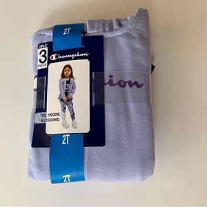 Champion 2T Girl’s 3 Piece Purple & Black Tee, Hoodie, & Legging NWT